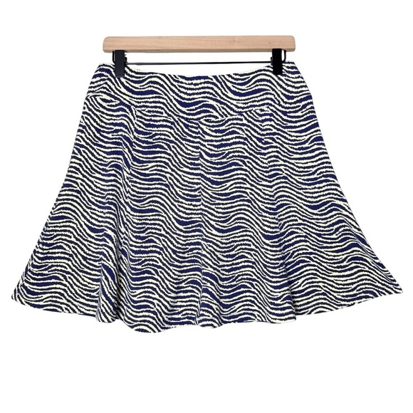 J. McLaughlin Womens Zebra Print Navy and Cream Unlined Flutter Hem Skirt size S - Picture 1 of 9